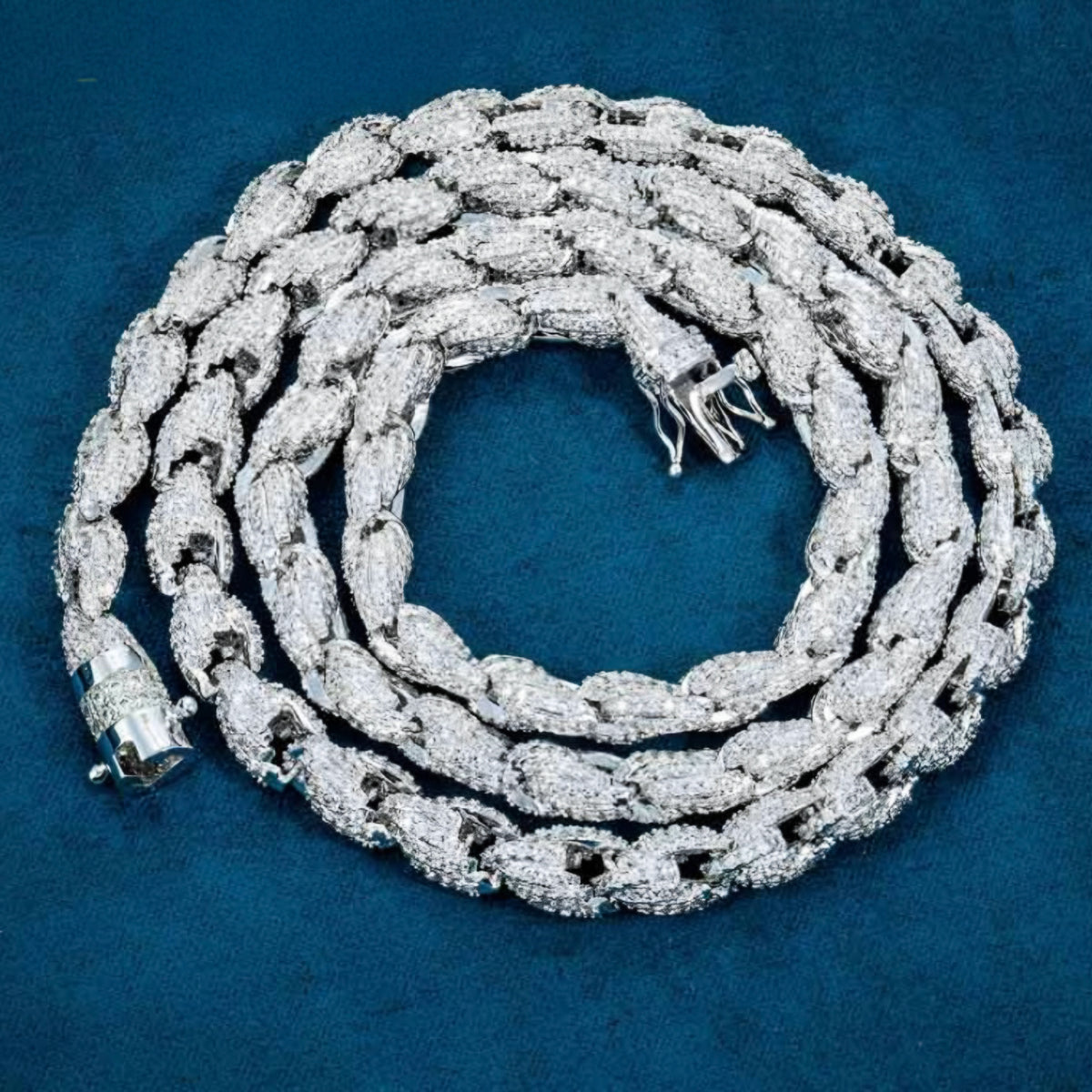 Moissanite - 7 mm Rope Chain 14 Gold