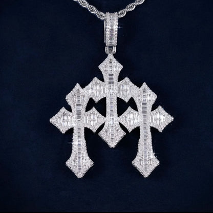 Moissanite - 3 Cross 14K Gold