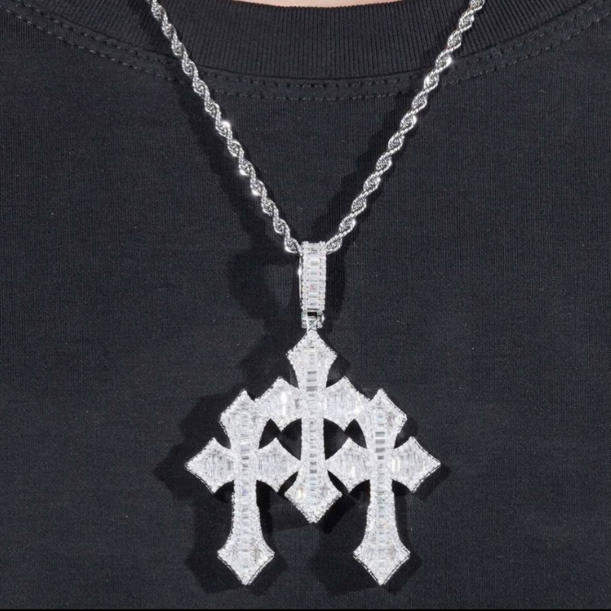 Moissanite - 3 Cross 14K Gold